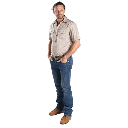 JUST COUNTRY MEN'S - EDDIE - FULL BUTTON SHORT SLEEVE - STONE