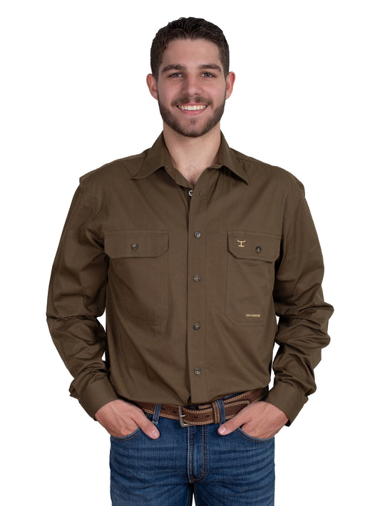 JUST COUNTRY MEN'S - EVAN - FULL BUTTON - BARK