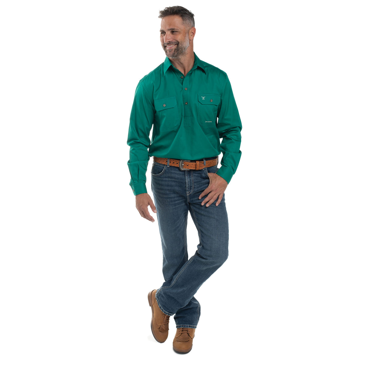 Men's Just Country Cameron 1/2 Button - Dark Green