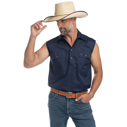 MEN'S - JACK - 1/2 BUTTON SLEEVELESS - NAVY