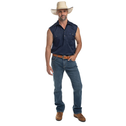 MEN'S - JACK - 1/2 BUTTON SLEEVELESS - NAVY