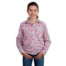 Just Country Girls Harper Half Button Workshirt White Lattice Shirt