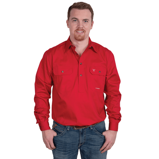 JUST COUNTRY MEN'S - CAMERON - 1/2 BUTTON - CHILLI