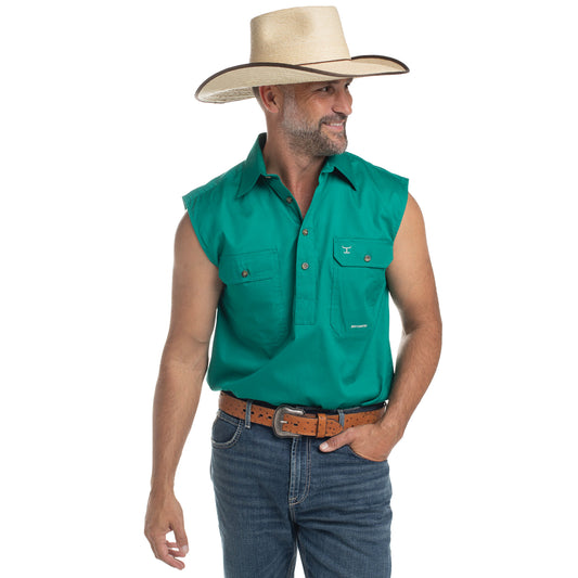 MEN'S - JACK - 1/2 BUTTON SLEEVELESS - DARK GREEN