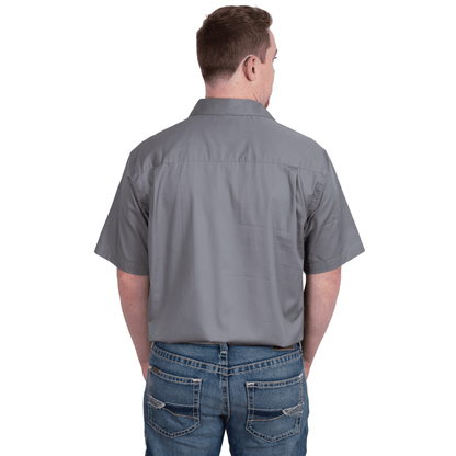 JUST COUNTRY MEN'S - ADAM - 1/2 BUTTON SHORT SLEEVE - STEEL GREY