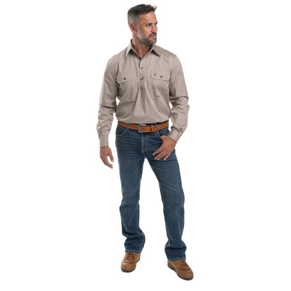 MEN'S - CAMERON - 1/2 BUTTON - STONE
