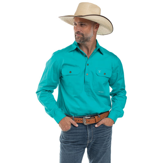 JUST COUNTRY MEN'S - CAMERON - 1/2 BUTTON - TURQUOISE
