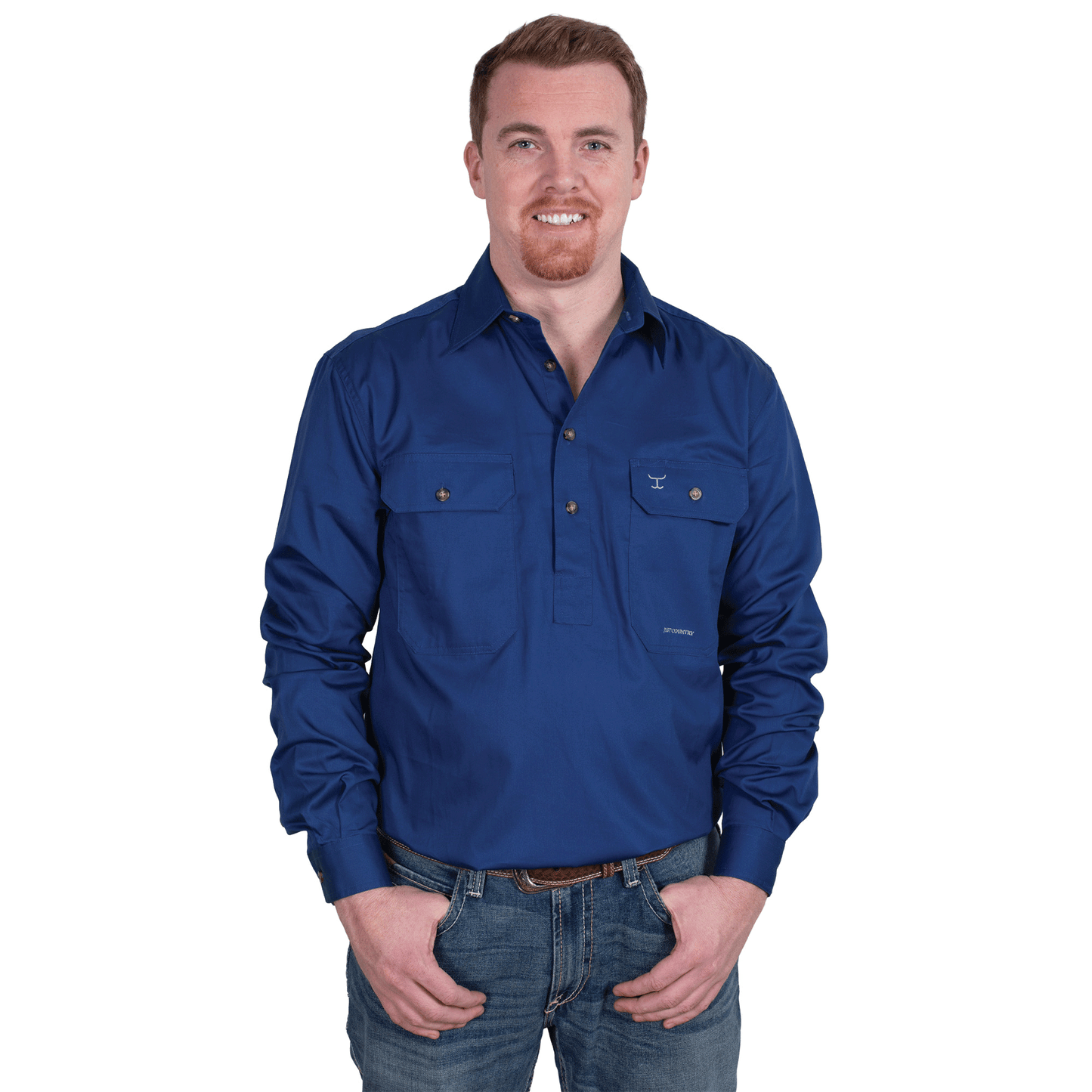 JUST COUNTRY MEN'S - CAMERON - 1/2 BUTTON - COBALT