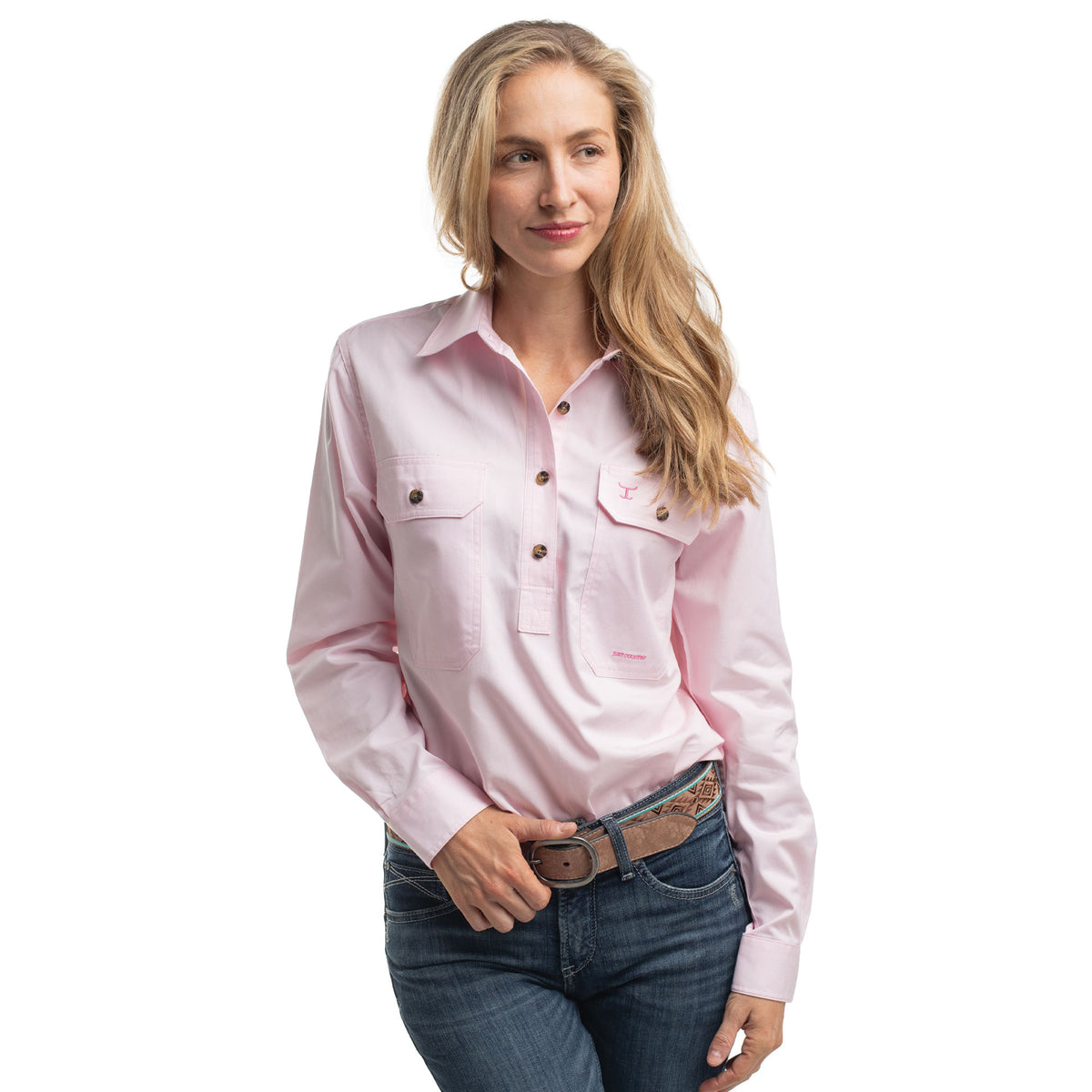 JUST COUNTRY WOMEN'S - JAHNA - 1/2 BUTTON - PINK