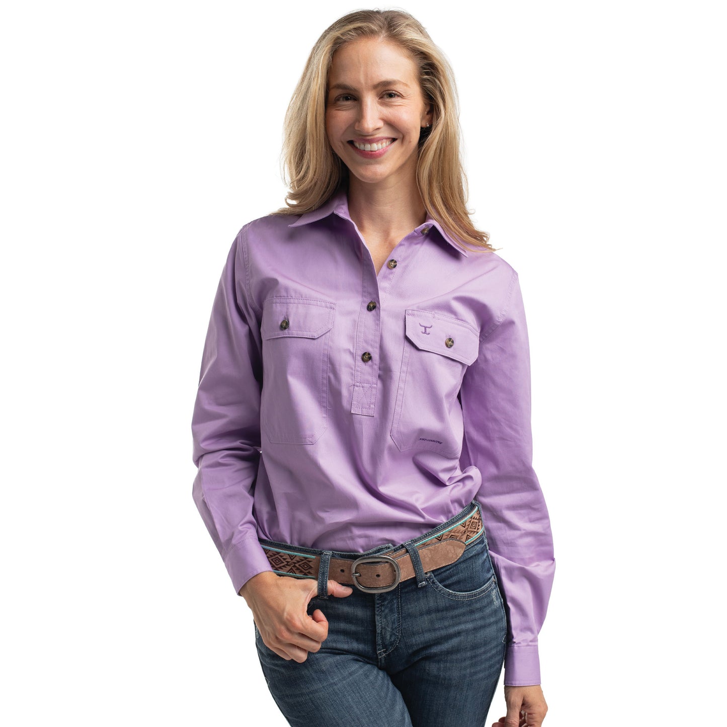 JUST COUNTRY WOMEN'S - JAHNA - 1/2 BUTTON - ORCHID