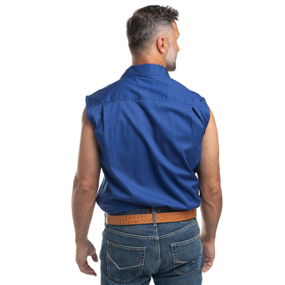 J/C MEN'S - JACK - 1/2 BUTTON SLEEVELESS - COBALT