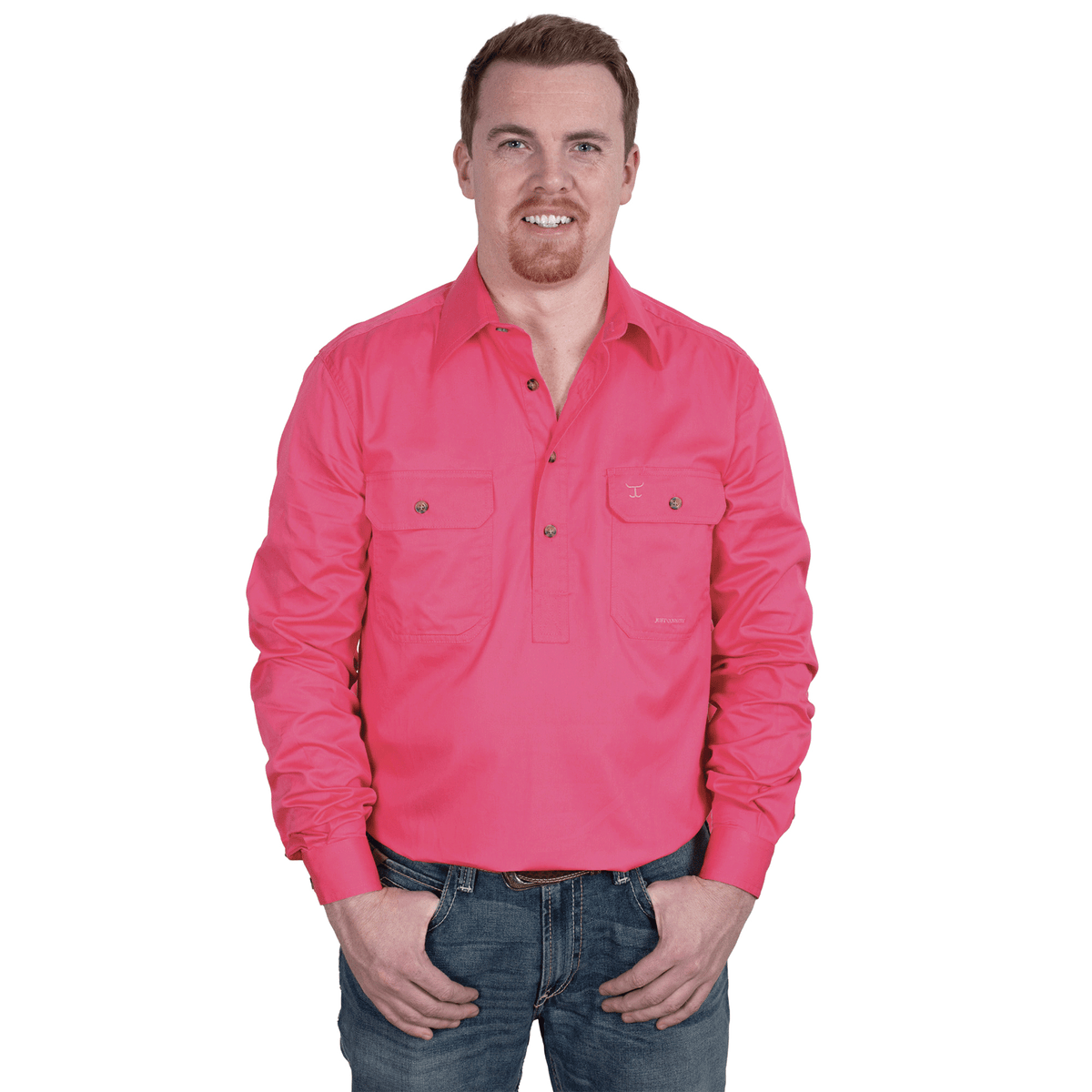 MEN'S - CAMERON - 1/2 BUTTON - HOT PINK