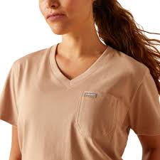 Ariat Women’s Rebar cotton strong US Rose Tshirt Warm Taupe