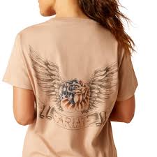 Ariat Women’s Rebar cotton strong US Rose Tshirt Warm Taupe