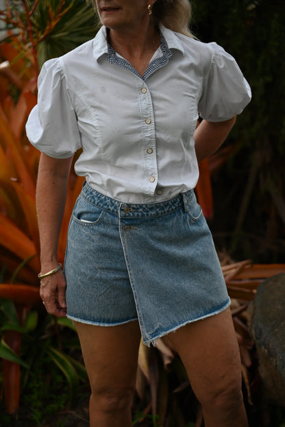 Rare Breed and Co White shirt- country ladies puff sleeve - Sophie -1826 Rare Breed and Co