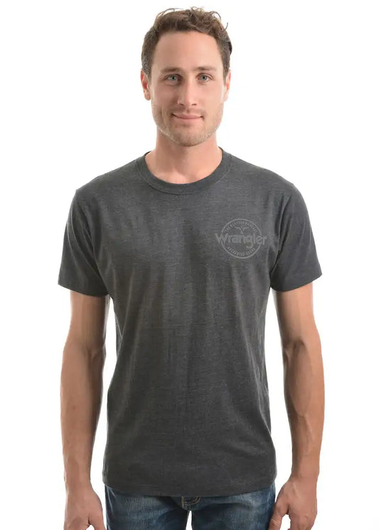 Wrangler Mens Angus SS Tee Charcoal Marle